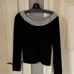 Elegant Black Sweater with Silver Accents